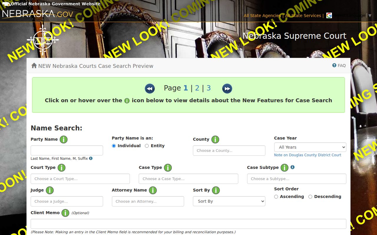 Dakota County case search JUSTICE party-name fields and result columns