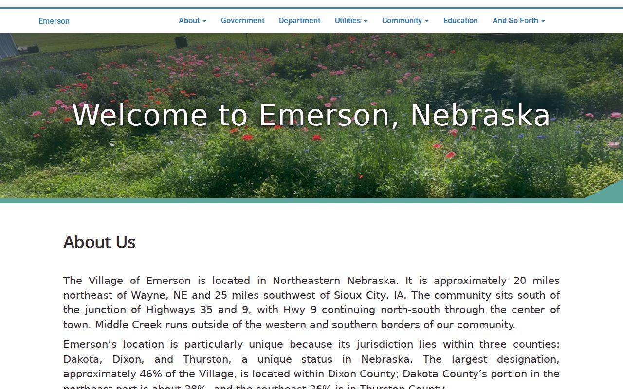 Emerson court docket village office in a three-county community