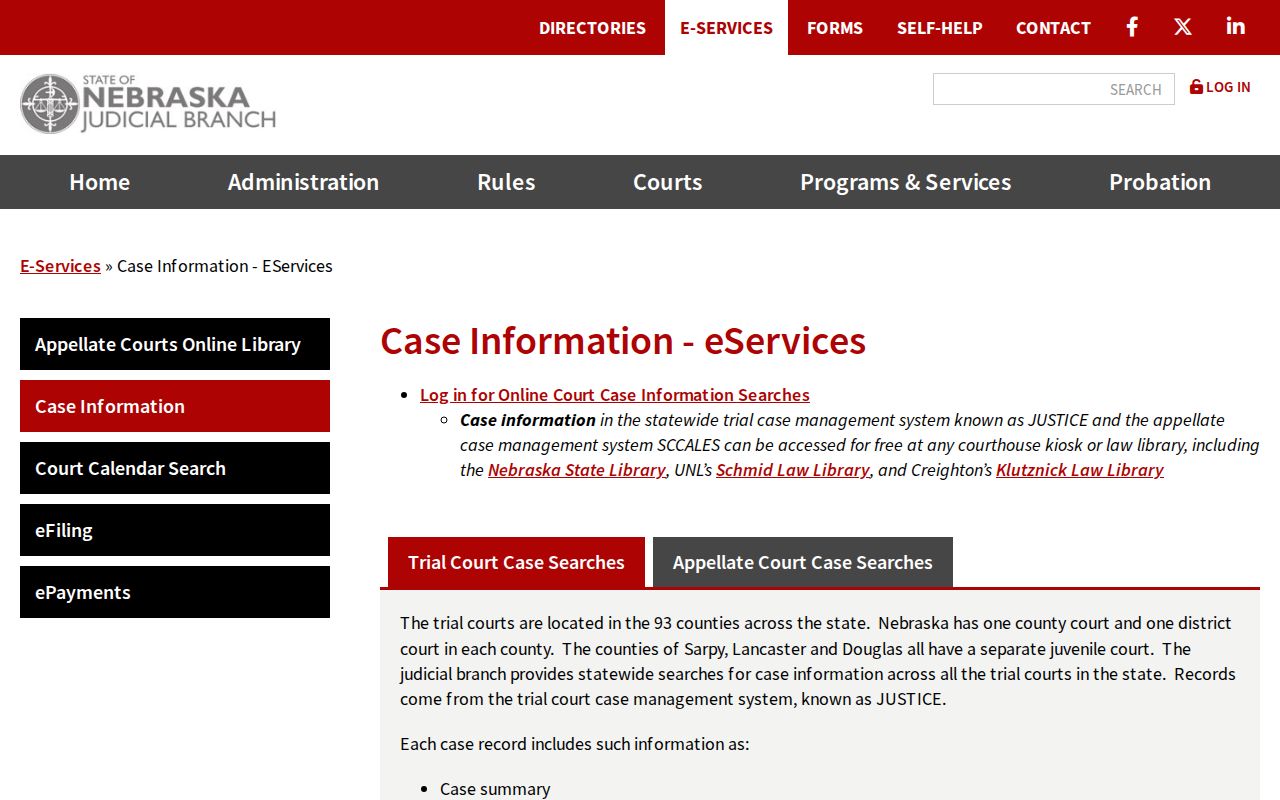 Dakota County court docket Nebraska JUSTICE search structure
